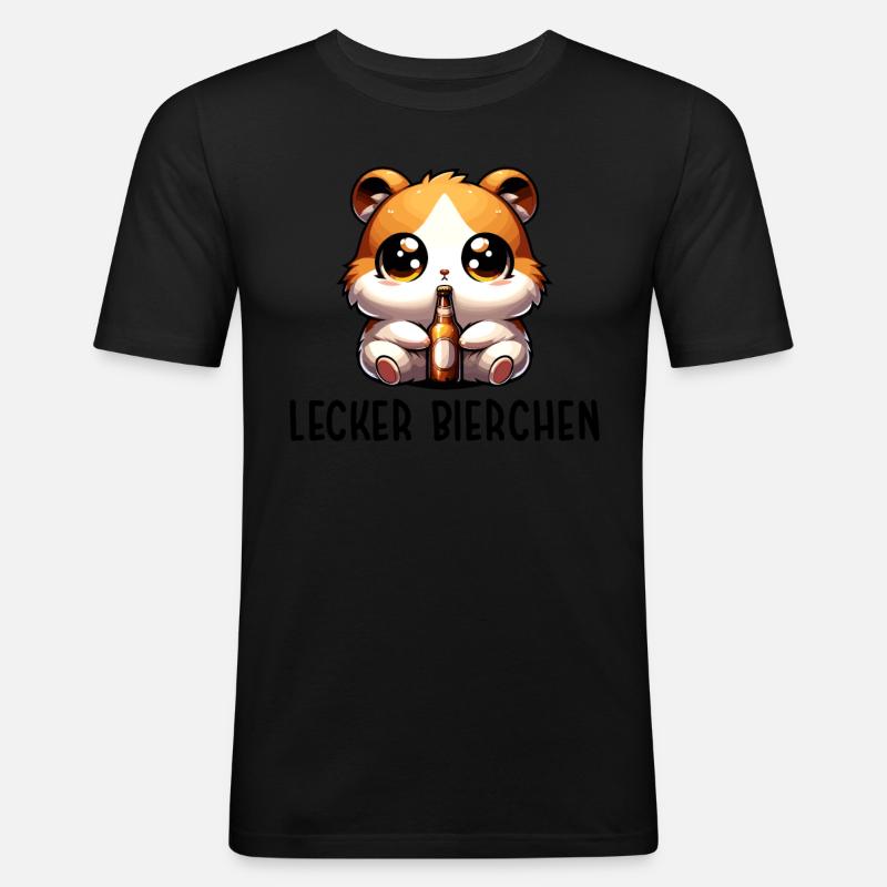 LECKER BIERCHEN Sad Hamster Meme - Männer Slim Fit T-Shirt - Schwarz
