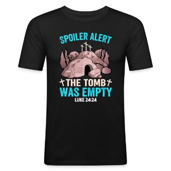 Spoiler Tomb was lerr Funny Easter Saying - Men's Slim Fit T-Shirt - black - Front - Nik (191cm)