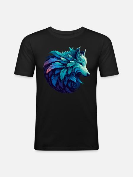 Wolf Standing Majestic In A - Men's Slim Fit T-Shirt - black