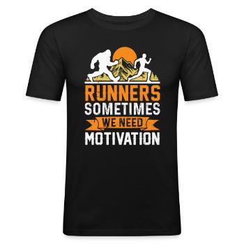 Mountain runner jogging in the mountains - Men's Slim Fit T-Shirt - black - Front - Nik (191cm)
