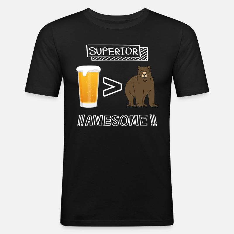 Erstklassiges Bier bei uns - Männer Slim Fit T-Shirt - Schwarz