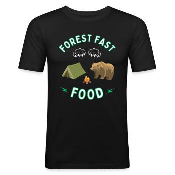 Forest Fast Food for Bear - Camping and outdoor - Men's Slim Fit T-Shirt - black - Front - Nik (191cm)
