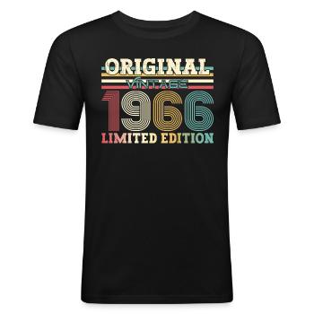 Original 1966 Jahrgang 1966 Geburtstag 1966 - Männer Slim Fit T-Shirt - Schwarz - Vorne - Nik (191cm)