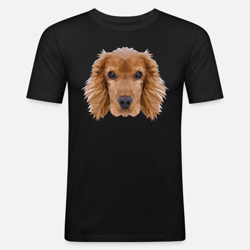 Cocker Spaniel Hund Polygondesign - Männer Slim Fit T-Shirt - Schwarz