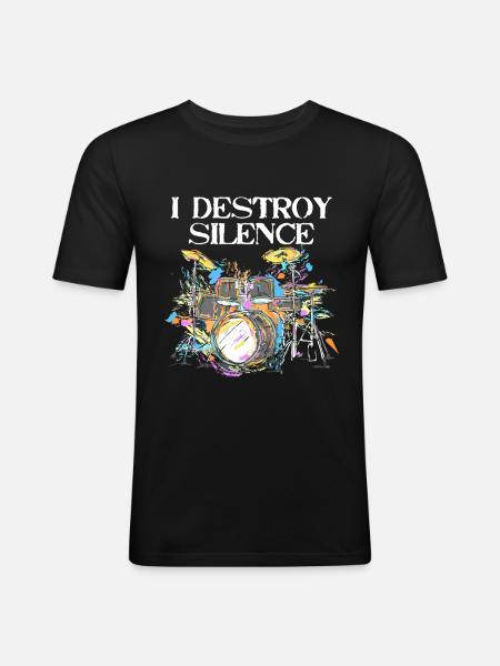Je détruis le silence - T-shirt près du corps Homme - noir
