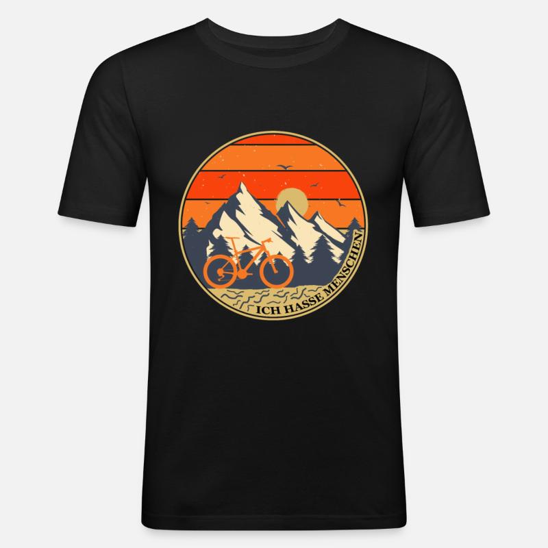 ich hasse menschen Biken | Geschenkidee - Männer Slim Fit T-Shirt - Schwarz