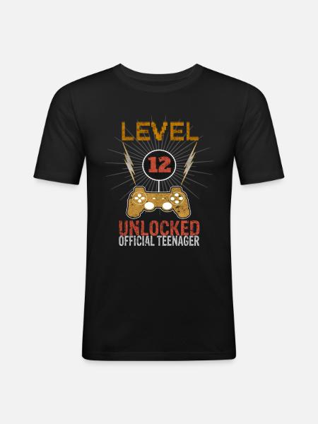 12e anniversaire adolescent Gamecontroller - T-shirt près du corps Homme - noir