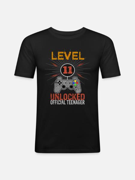 11th birthday teenager game controller - Men's Slim Fit T-Shirt - black
