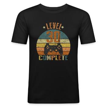 30. Geburtstag Gamer lvl 30 Jahre Geschenk - Männer Slim Fit T-Shirt - Schwarz - Vorne - Nik (191cm)