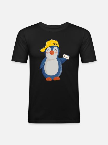 Postman Postman Postman Funny Pingu - Men's Slim Fit T-Shirt - black