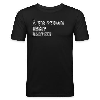 RENTRÉE SCOLAIRE TEXTE DROLE MARRANT - T-shirt près du corps Homme - noir - Devant - Nik (191cm)