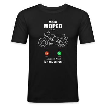 DDR Moped s50 s51 Suhl Ossi 2takter Simme Geschenk - Männer Slim Fit T-Shirt - Schwarz - Vorne - Nik (191cm)