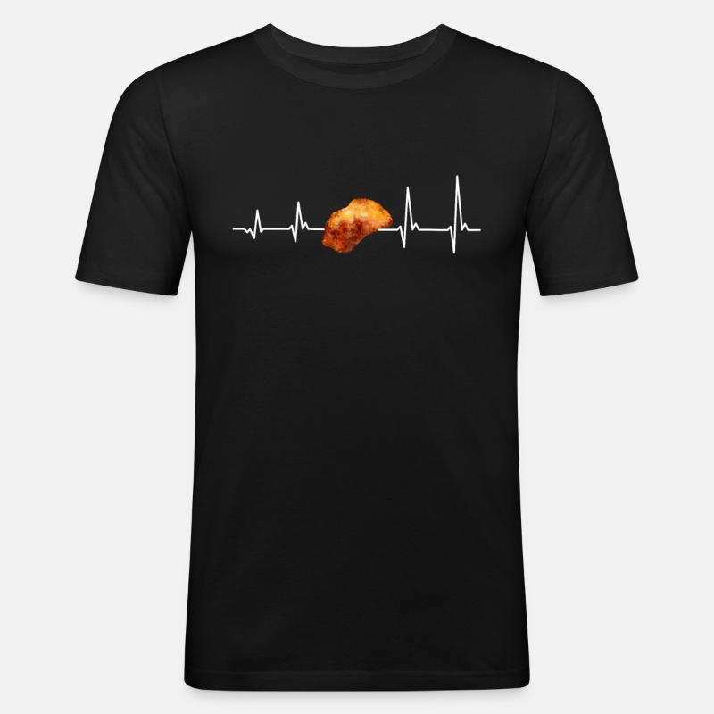Schnitzelfan Herzschlag Schnitzel - Männer Slim Fit T-Shirt - Schwarz