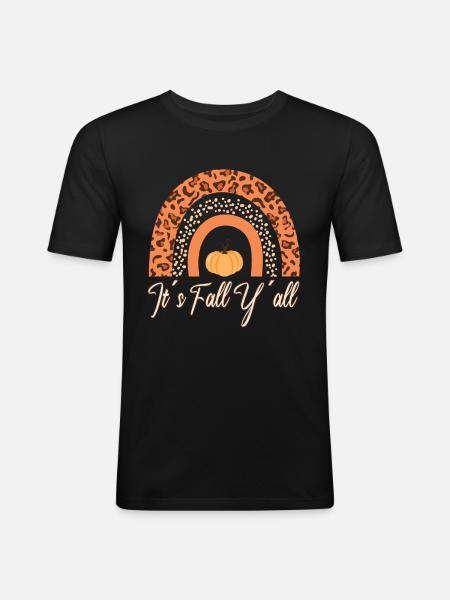 Autumn Rainbow Thanksgiving Pumpkin - Men's Slim Fit T-Shirt - black