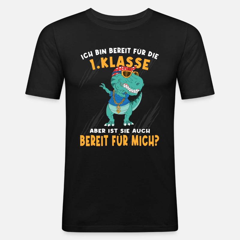 Einschulung Schulkind 2022 Dinosaurier - Männer Slim Fit T-Shirt - Schwarz