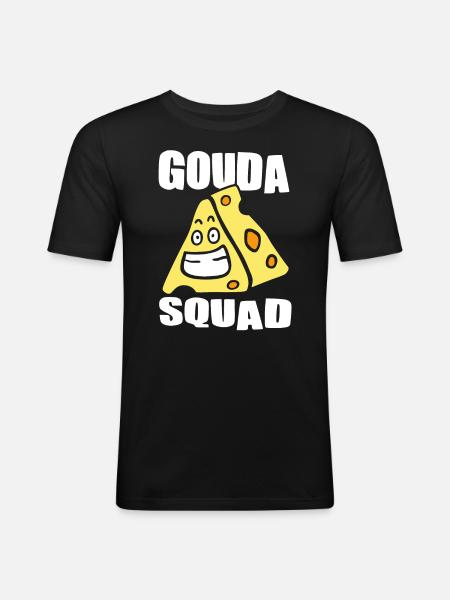 Cheese Lovers - Funny Gouda Squad - Men's Slim Fit T-Shirt - black