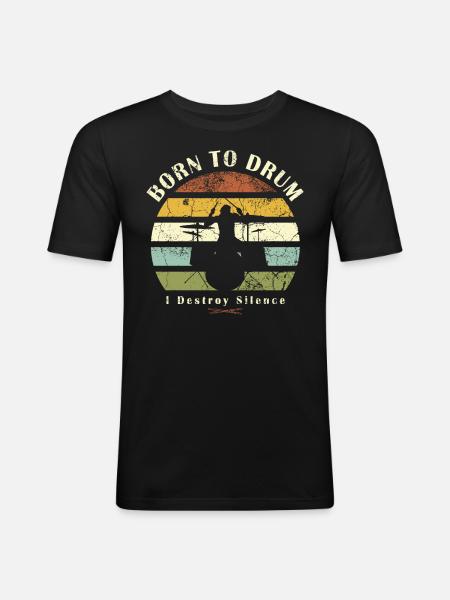 Born to drum - drummer - Men's Slim Fit T-Shirt - black