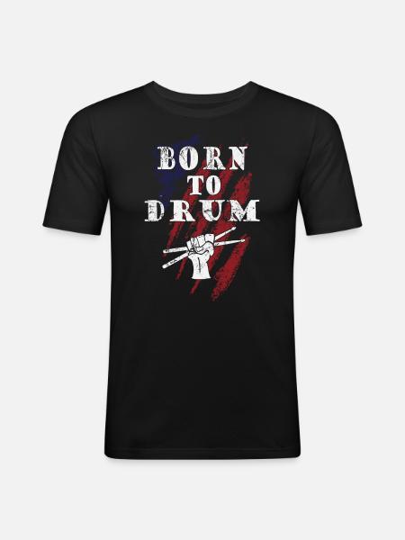 Born to drum - drummer - Men's Slim Fit T-Shirt - black