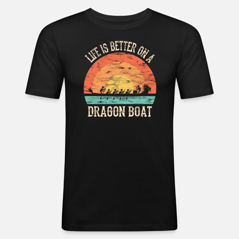 Course de bateaux-dragons chinois - T-shirt près du corps Homme - noir