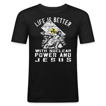 Nuclear Power - Proud Nuclear Engineer - Men's Slim Fit T-Shirt - black - Front - Nik (191cm)