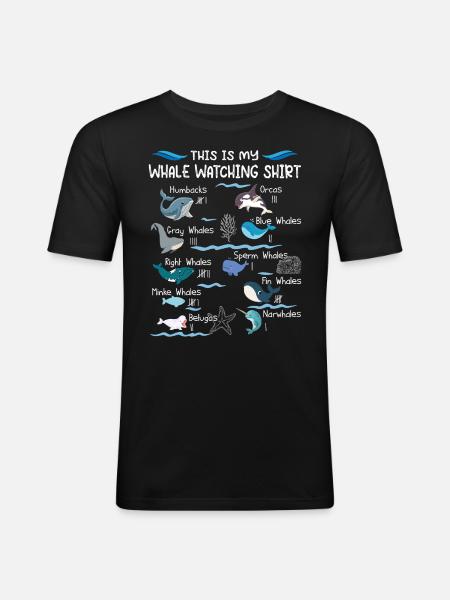 Funny whale watching shirt - Men's Slim Fit T-Shirt - black