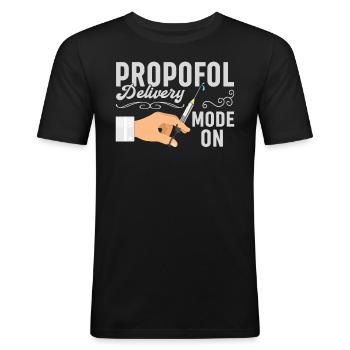 Infirmière en anesthésie - Anesthésie amusante - T-shirt près du corps Homme - noir - Devant - Nik (191cm)
