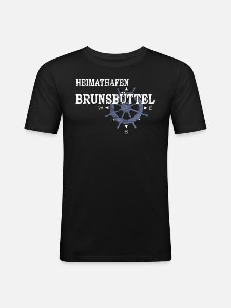Heimathafen Brunsbüttel - Hafenarbeiter - Männer Slim Fit T-Shirt - Schwarz