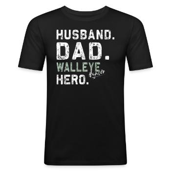 Walley Fishing - Zander Dad - Men's Slim Fit T-Shirt - black - Front - Nik (191cm)