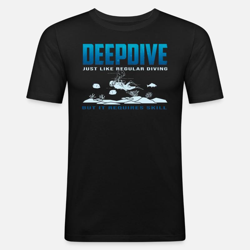 Tief Tauchen Freedive DeepDive - Männer Slim Fit T-Shirt - Schwarz