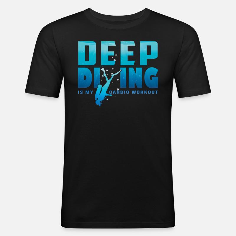 Tief Tauchen Freedive DeepDive - Männer Slim Fit T-Shirt - Schwarz
