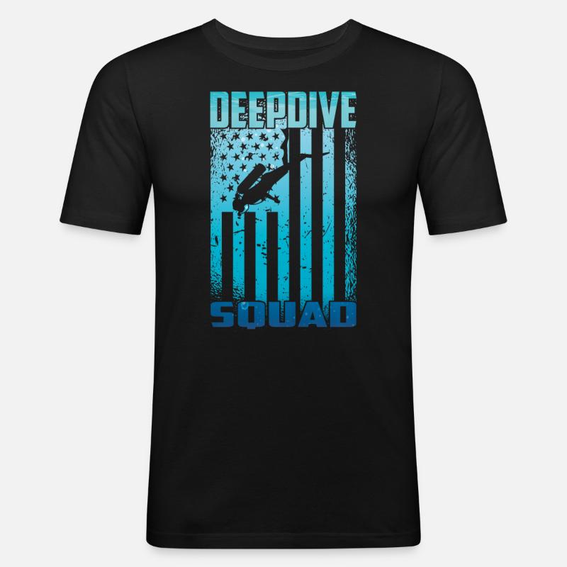 Tief Tauchen Freedive DeepDive - Männer Slim Fit T-Shirt - Schwarz