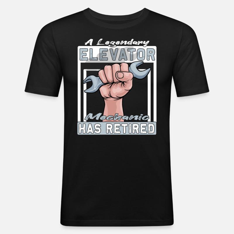 Legendary Elevator Mechanic has Retired - Men's Slim Fit T-Shirt - black