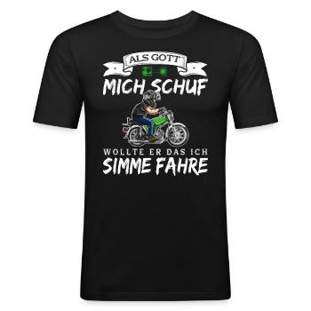 Lustiger Spruch Simsonfahrer S50 S51 Simme Moped - Männer Slim Fit T-Shirt - Schwarz - Vorne - Nik (191cm)