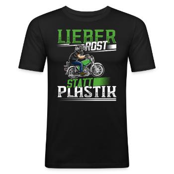 Lustiger Spruch Simsonfahrer S50 S51 Simme Moped - Männer Slim Fit T-Shirt - Schwarz - Vorne - Nik (191cm)