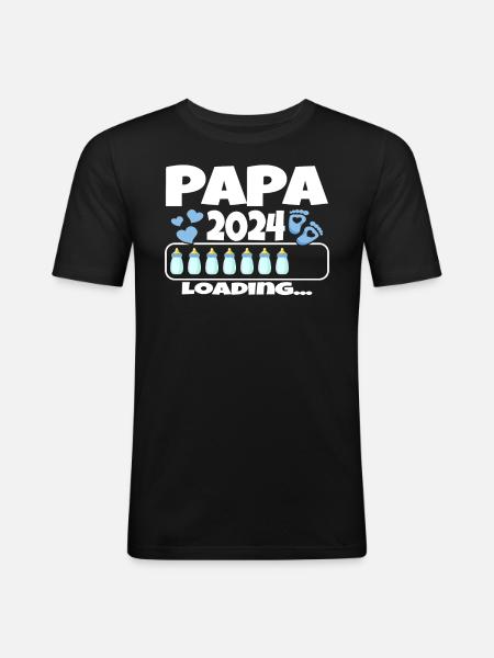 Werdender Vater - Papa 2024 loading - Männer Slim Fit T-Shirt - Schwarz