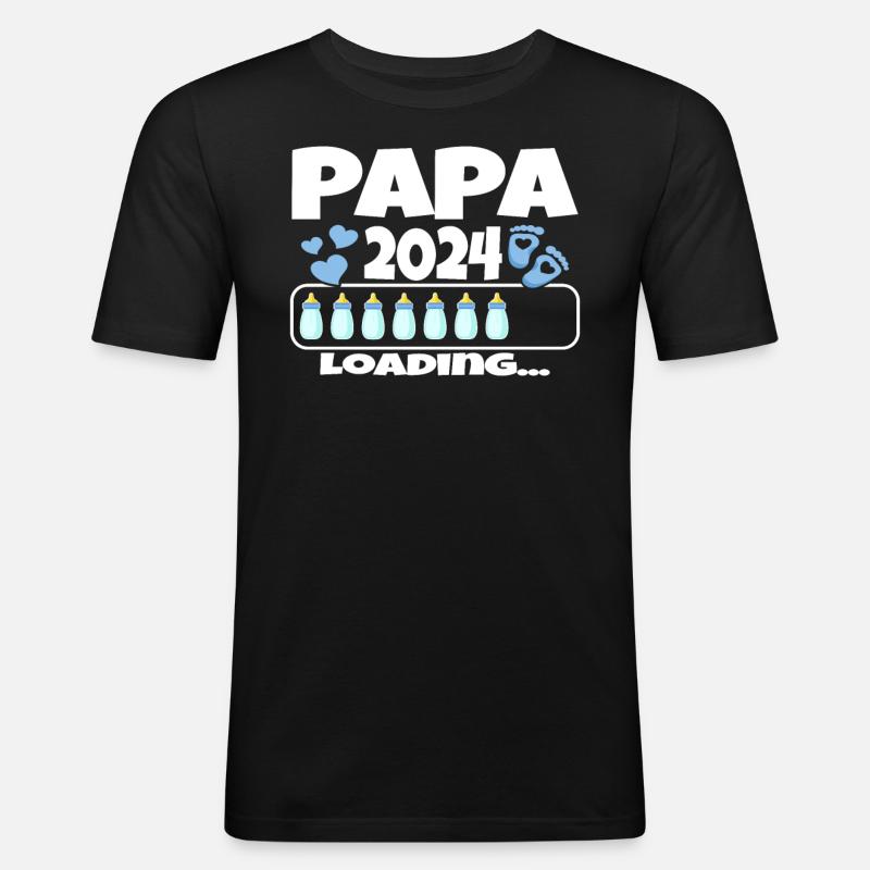 Werdender Vater - Papa 2024 loading - Männer Slim Fit T-Shirt - Schwarz