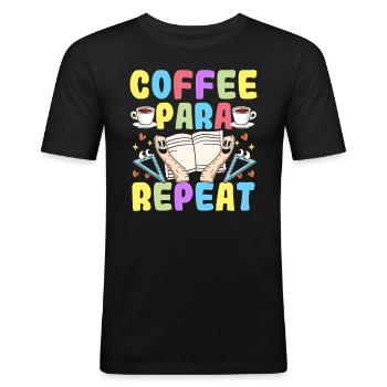 Coffee Para Repeat - Classroom Assistant - Men's Slim Fit T-Shirt - black - Front - Nik (191cm)