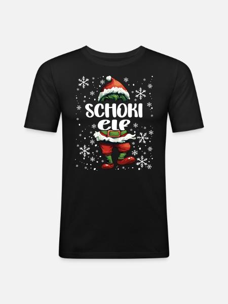 Weihnachtsoutfit Schoki Elf - Männer Slim Fit T-Shirt - Schwarz