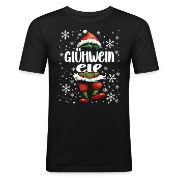 Weihnachtsoutfit Glühwein Elf - Männer Slim Fit T-Shirt - Schwarz - Vorne - Nik (191cm)