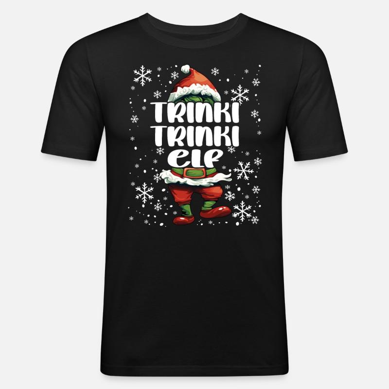 Weihnachtsoutfit Trinki Elf - Männer Slim Fit T-Shirt - Schwarz