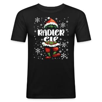 Weihnachtsoutfit Radler Elf - Männer Slim Fit T-Shirt - Schwarz - Vorne - Nik (191cm)