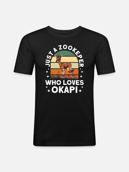 Funny zookeeper okapi lover - Men's Slim Fit T-Shirt - black