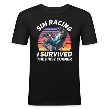 Simulateur Cockpit Esports Sim Racing - T-shirt près du corps Homme - noir - Devant - Nik (191cm)