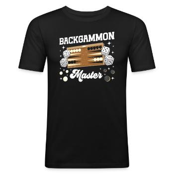 Board Game Funny Backgammon - Men's Slim Fit T-Shirt - black - Front - Nik (191cm)