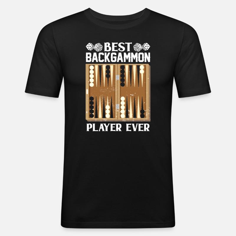 Brettspiel Lustiges Backgammon - Männer Slim Fit T-Shirt - Schwarz