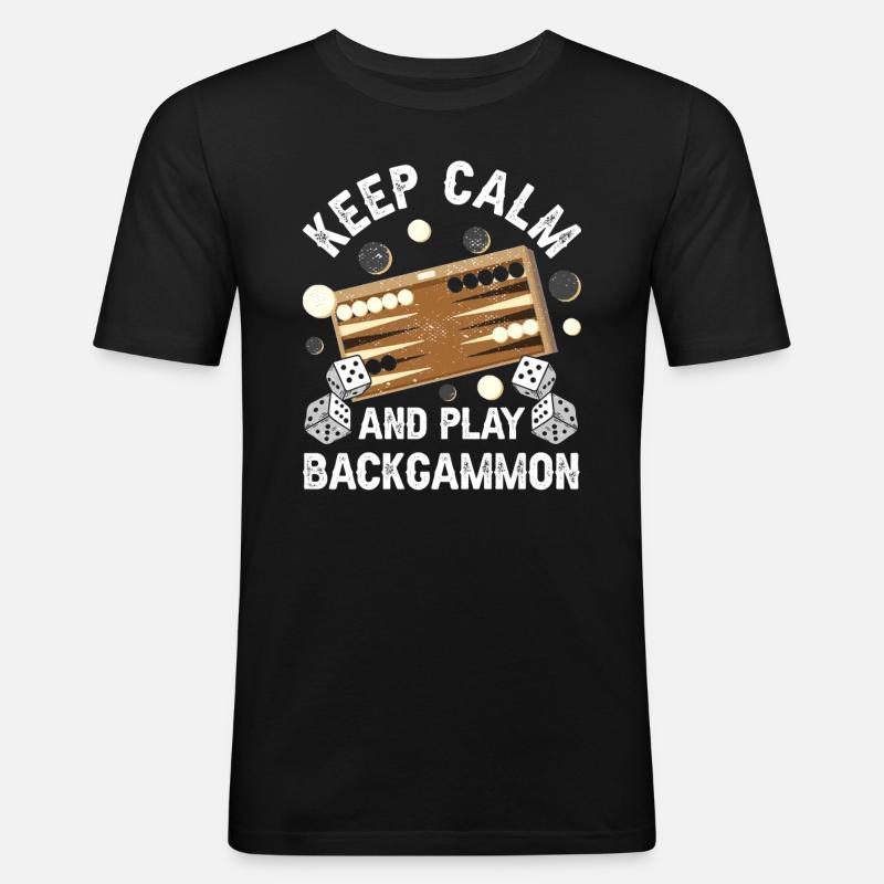 Board Game Funny Backgammon - Men's Slim Fit T-Shirt - black