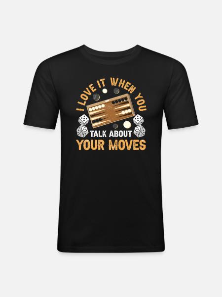 Board Game Funny Backgammon - Men's Slim Fit T-Shirt - black