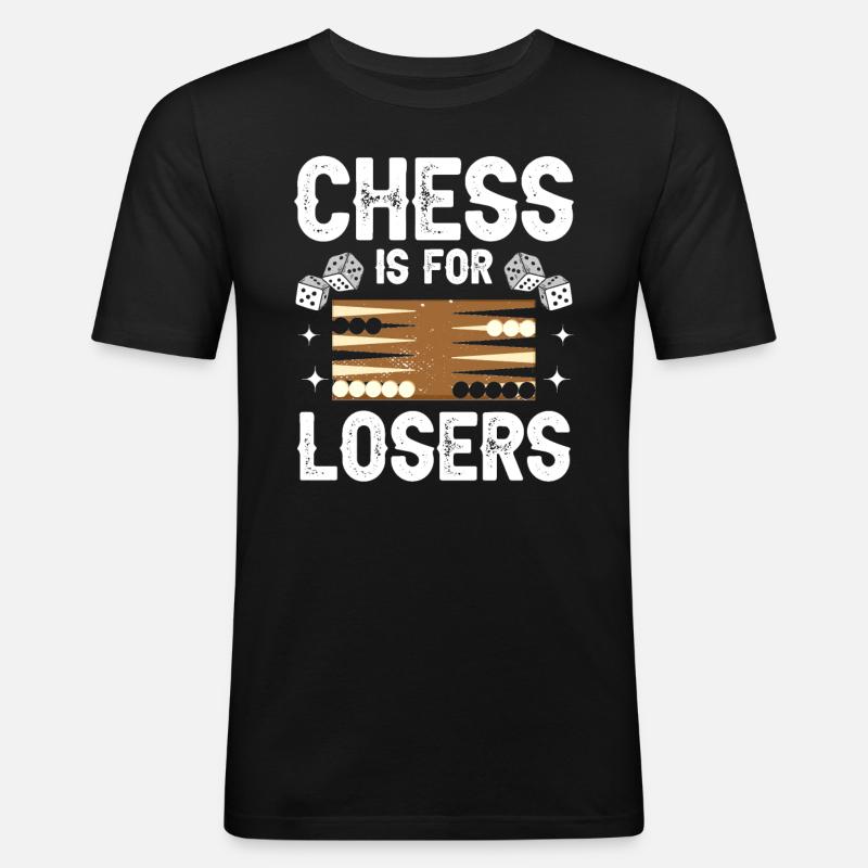 Board Game Funny Backgammon - Men's Slim Fit T-Shirt - black