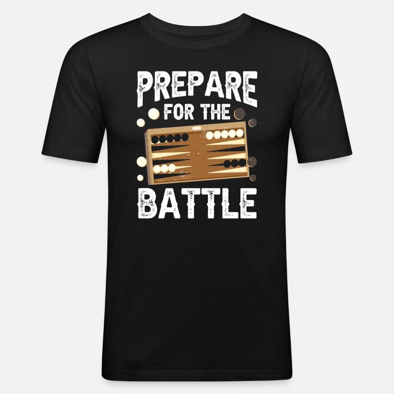 Brettspiel Lustiges Backgammon - Männer Slim Fit T-Shirt - Schwarz