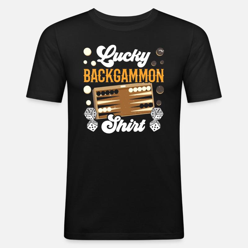 Brettspiel Lustiges Backgammon - Männer Slim Fit T-Shirt - Schwarz